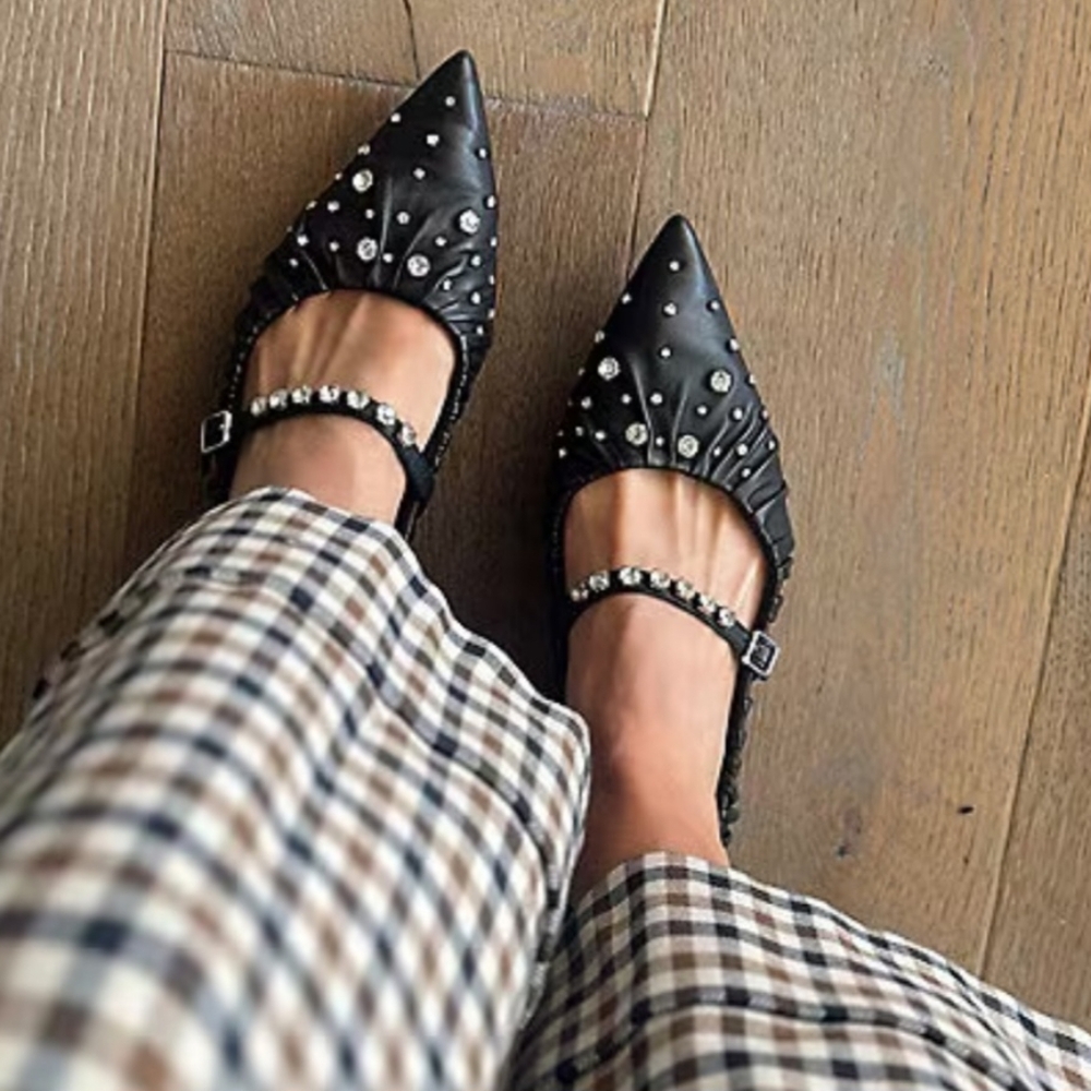 Antonio Melani Jennifer Sumko Flats 6.5 Black Leather LyssaLou Mary Jane New$130